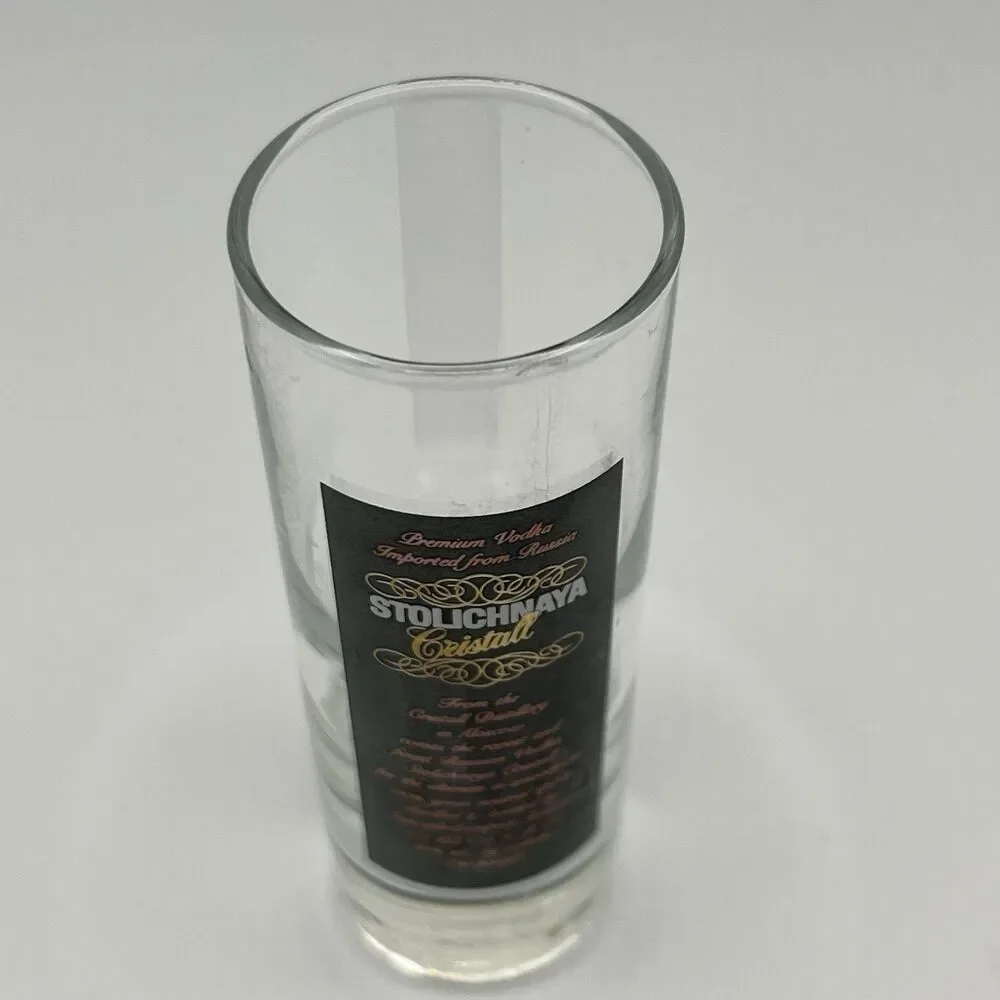 Vintage Stolichnaya Double Shot Glass Vodka Shooter 4¼” Jigger Collectible